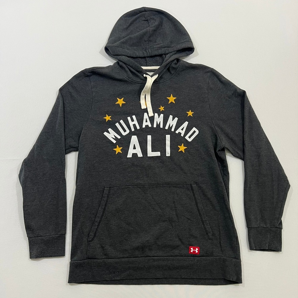 Under Armour Hoodie Roots of Fight Muhammad Ali Boxing GOAT Gray Mens Medium